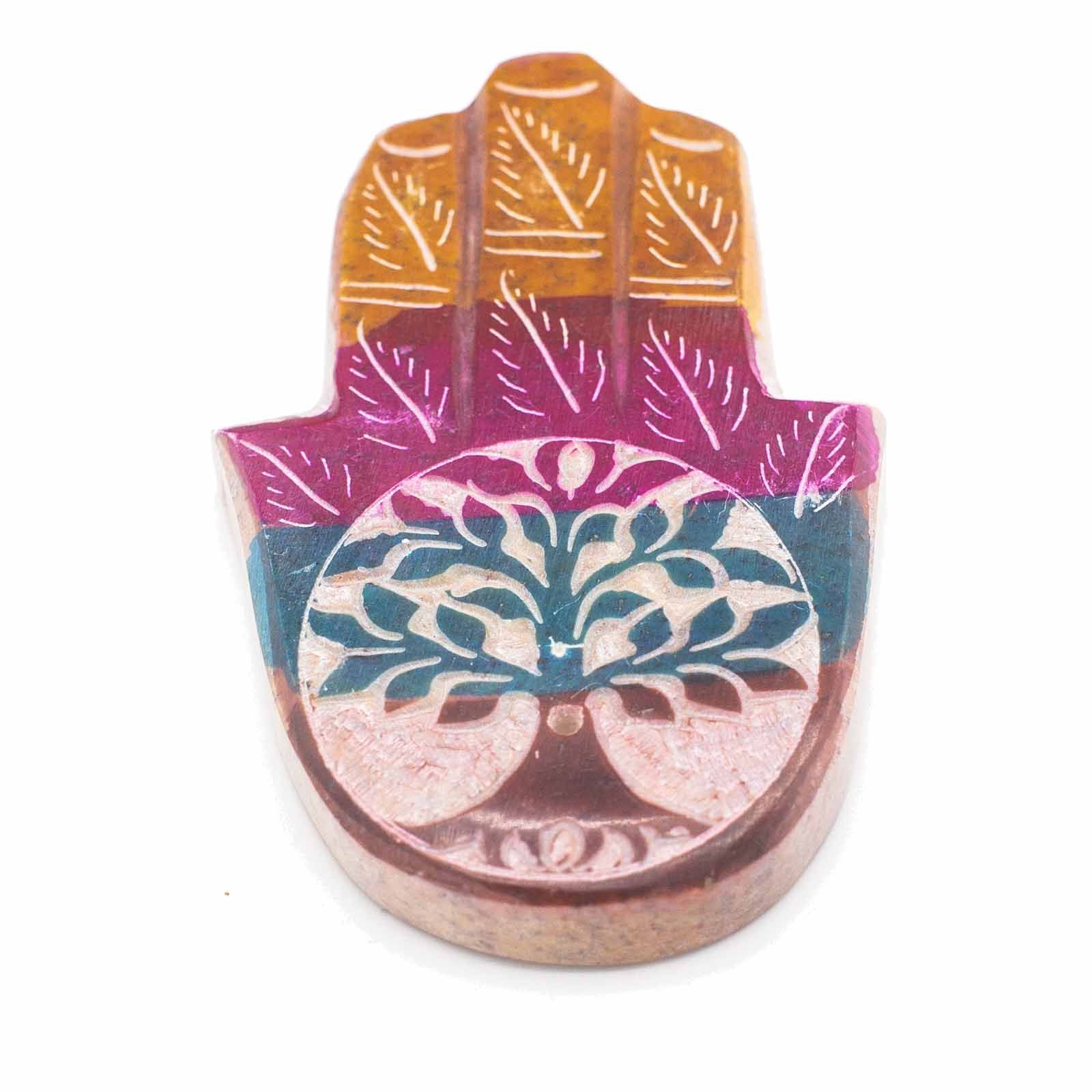 Porta Incienso Hamsa de Esteatita - Árbol de la Vida - Imagen 2