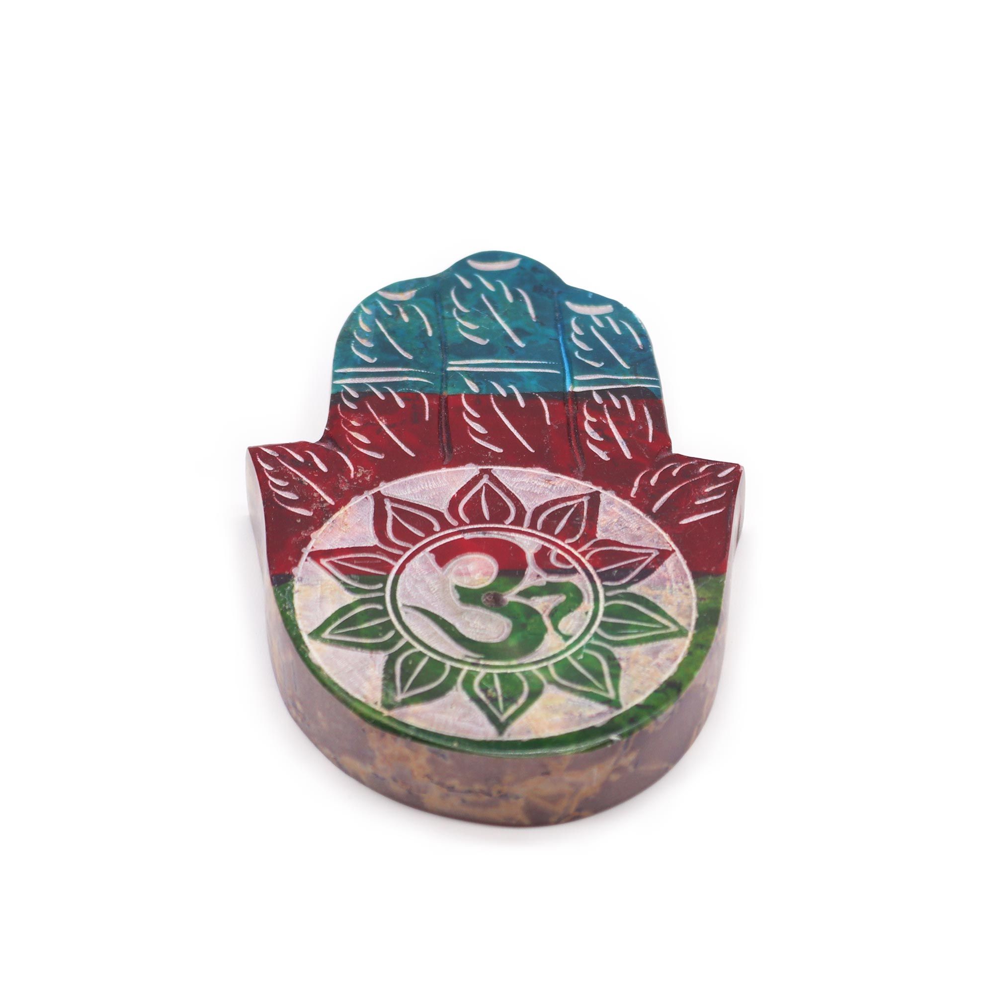 Porta-incienso Hamsa de esteatita - OM