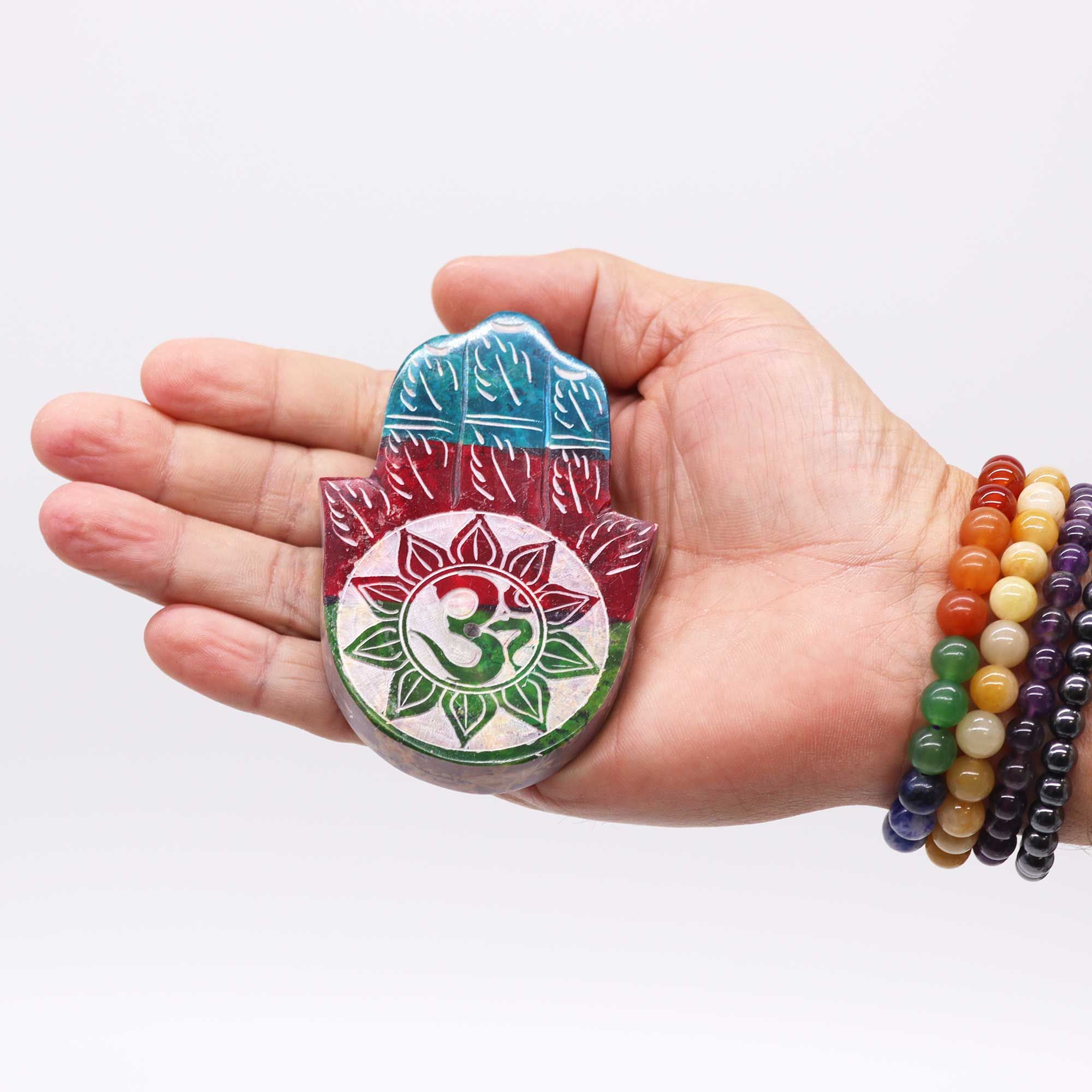 Porta-incienso Hamsa de esteatita - OM - Imagen 3