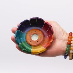 Alternative view of Porta-incienso Flor de Loto de Esteatita  - Colores de los Chakras