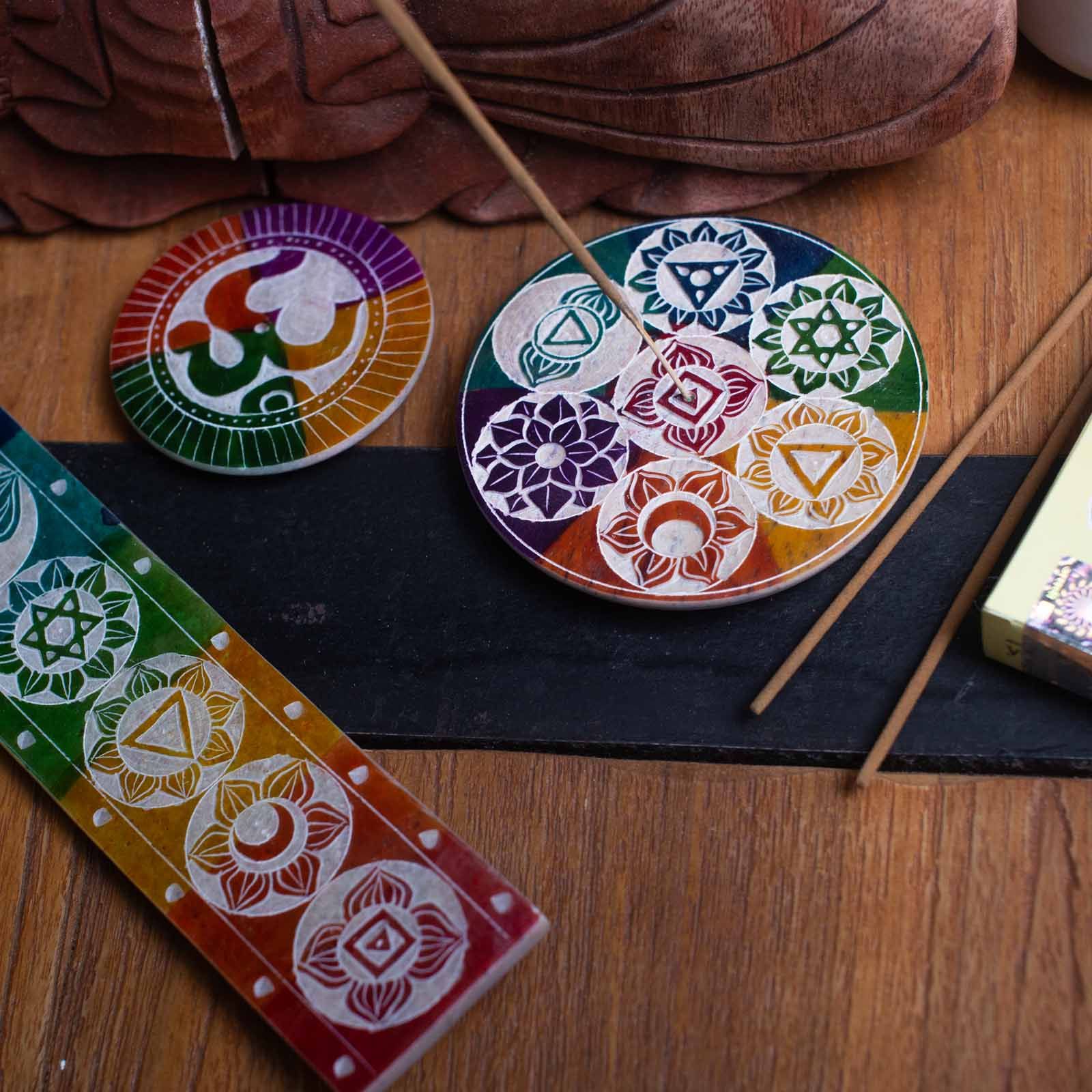 Porta Incienso en Disco de Esteatita - Om - Imagen 3