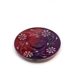 Porta-incienso Disco de Esteatita - Floral (porta 5 varillas)