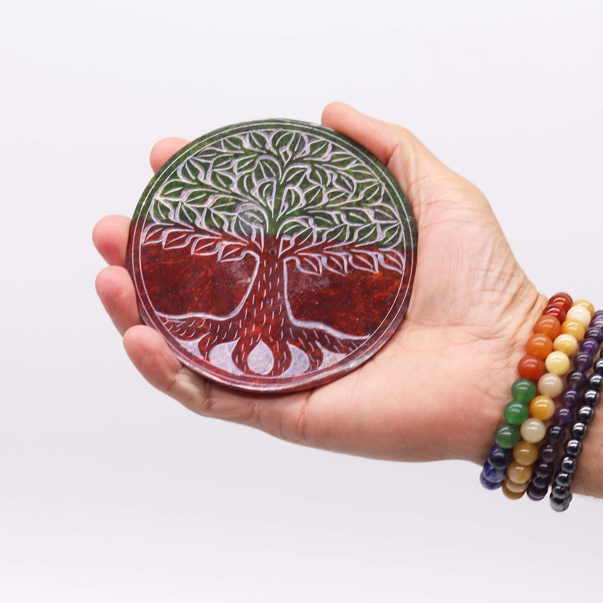Porta-incienso Disco de Esteatita - Árbol de la Vida - Imagen 3