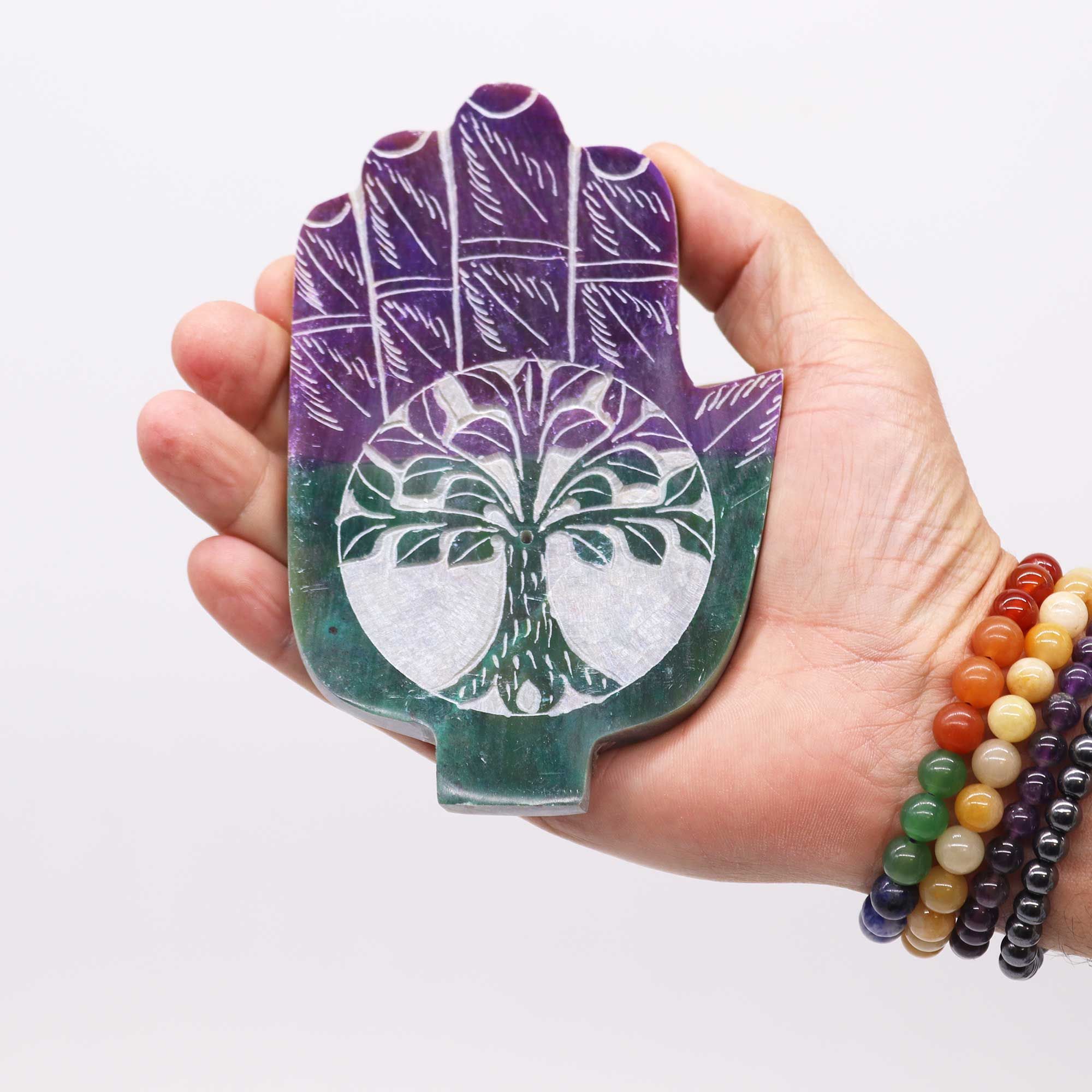 Porta-incienso Hamsa de Esteatita - Árbol de la Vida - Imagen 2