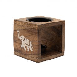 Quemador aromático de madera de mango cuadrado - Elefante