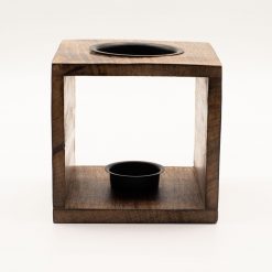 Alternative view of Gran quemador de aceite de madera de mango cuadrado - Árbol de la Vida