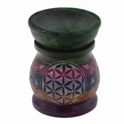 Quemador de Aceite de Esteatita - Flor de la Vida - Cinco Colores