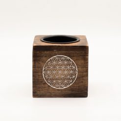 Quemador aromático de madera de mango cuadrado - Flor de la Vida