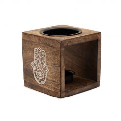 Alternative view of Quemador aromático de madera de mango cuadrado - Hamsa