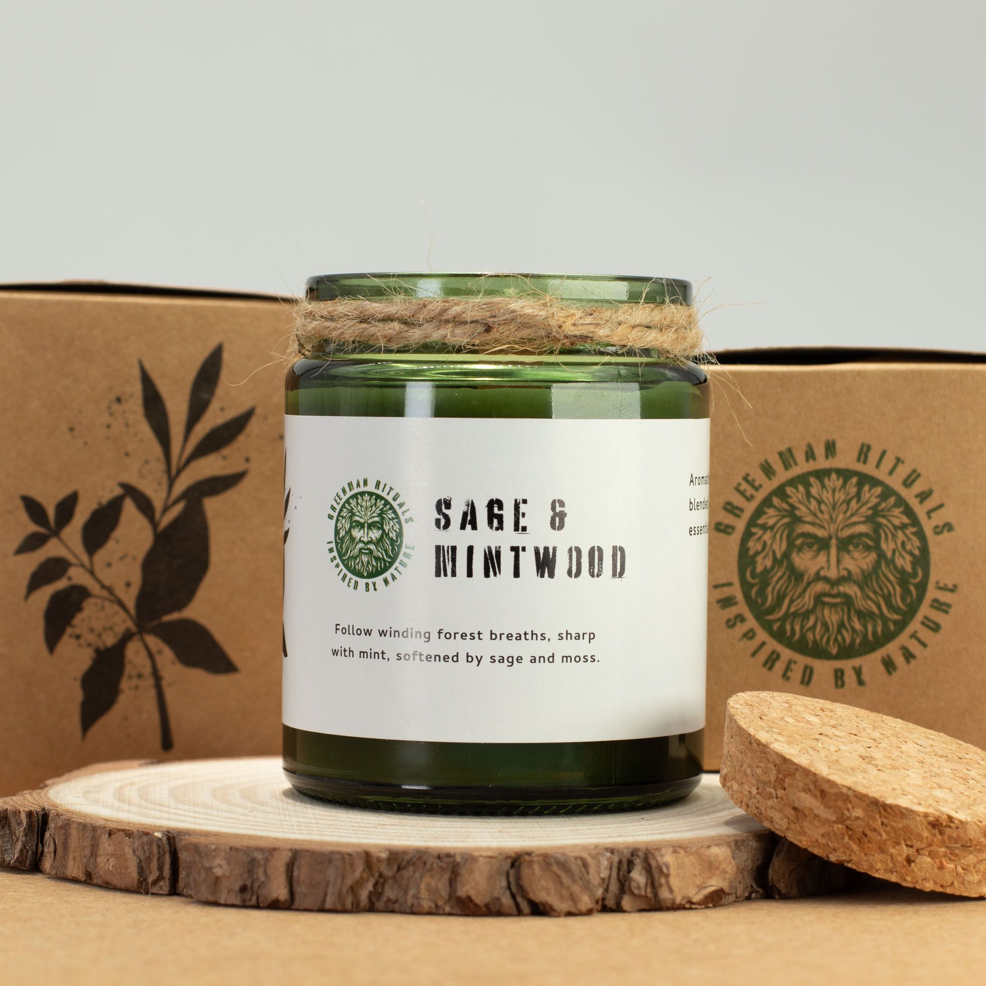 Vela de soja Greenman Woodwick - Salvia y Madera de Menta - Imagen 5