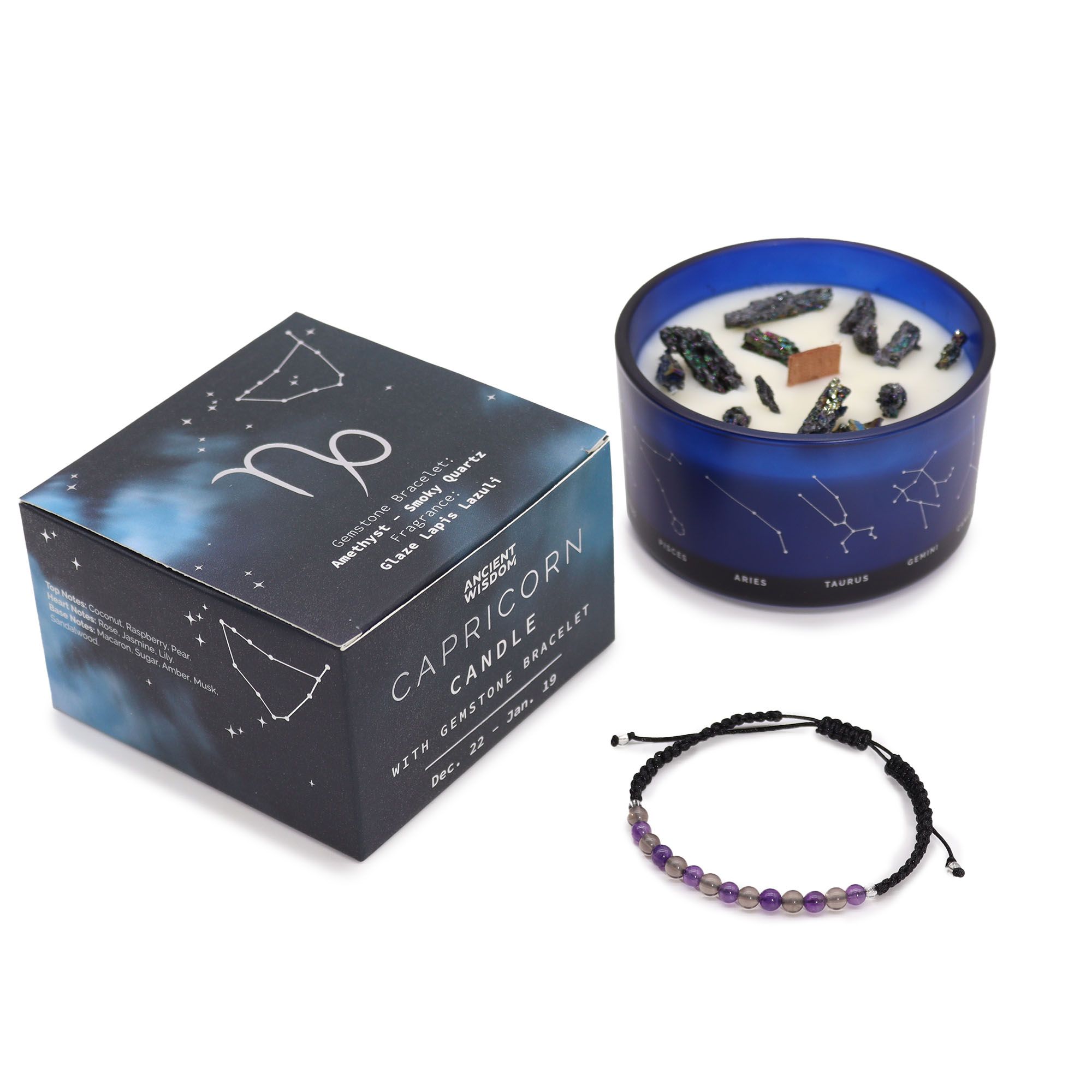 Vela del Zodiaco con Pulsera de Piedras Preciosas - Capricornio - Imagen 2