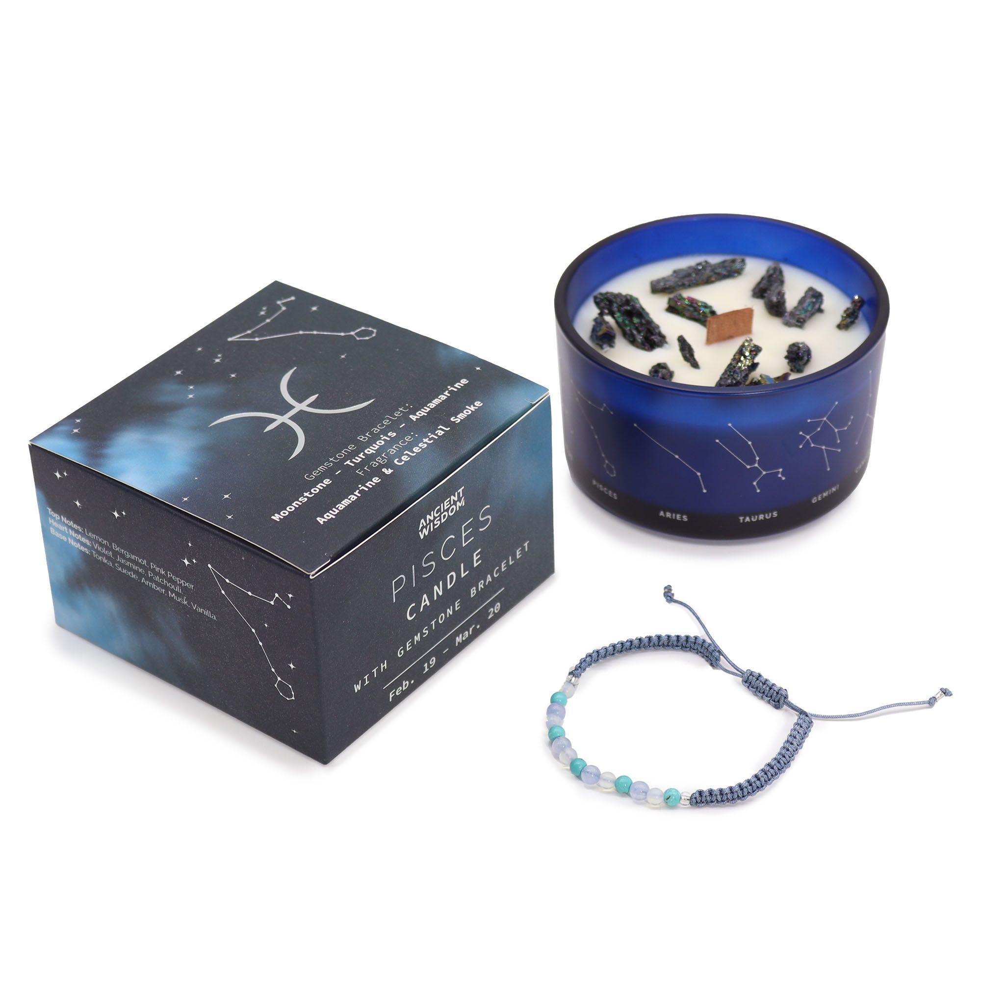 Vela del Zodiaco con Pulsera de Piedras Preciosas - Piscis - Imagen 2