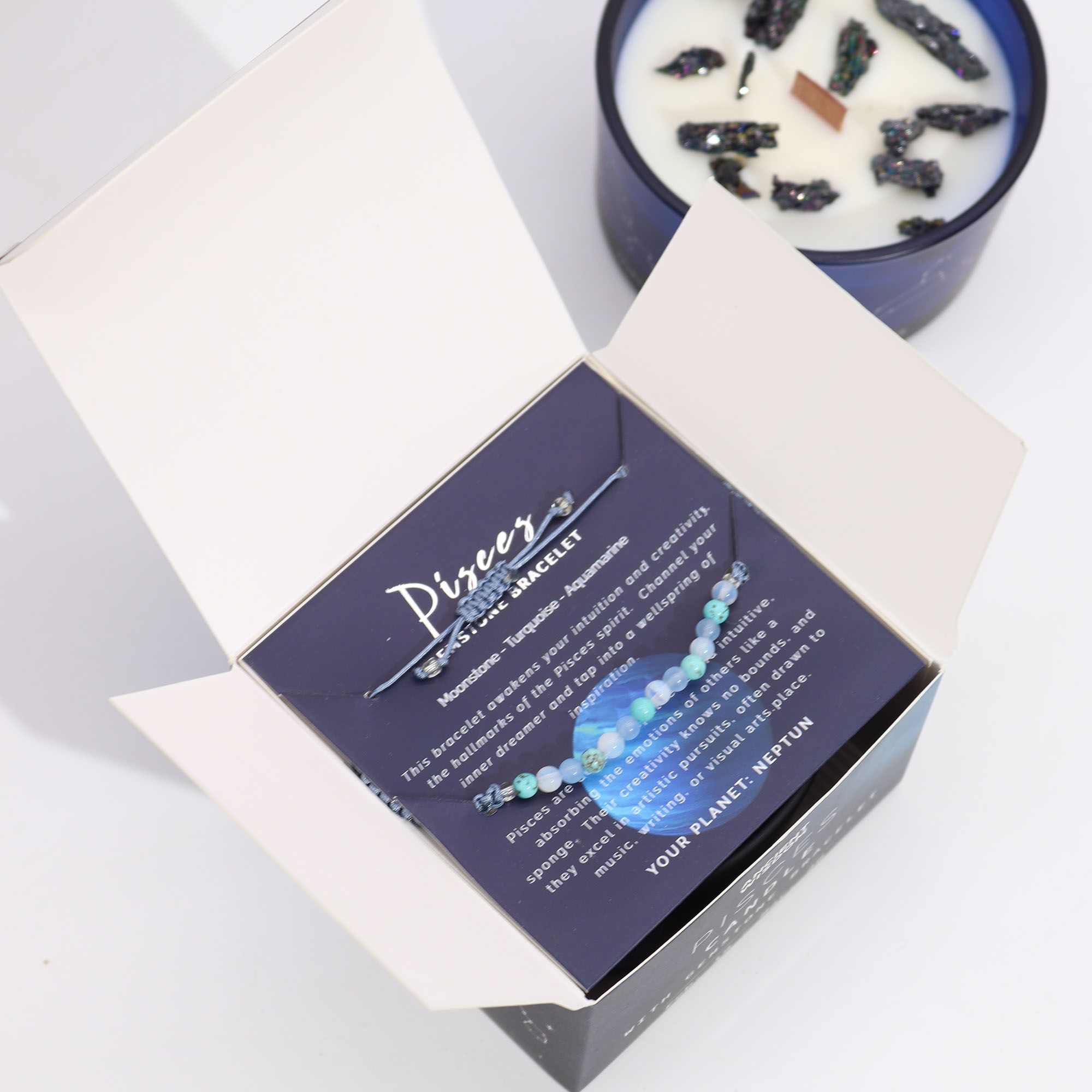 Vela del Zodiaco con Pulsera de Piedras Preciosas - Piscis - Imagen 3