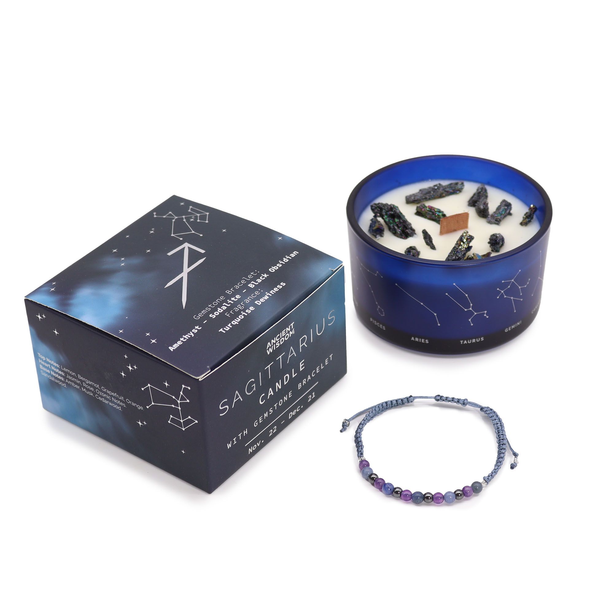 Vela del Zodiaco con Pulsera de Piedras Preciosas - Sagitario - Imagen 4