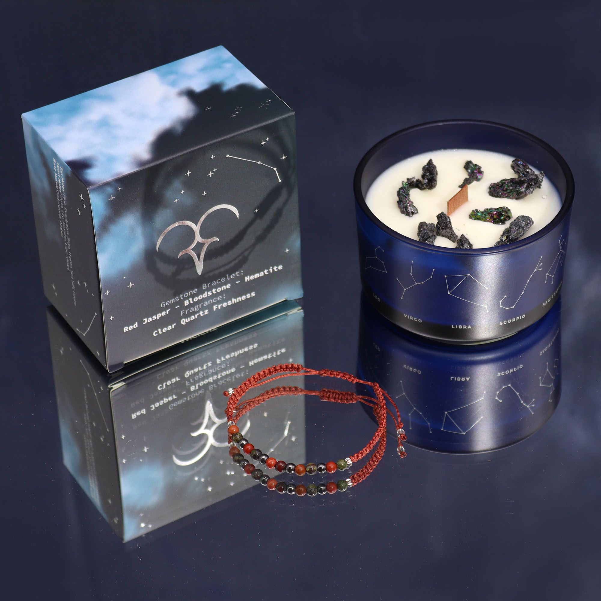 Vela del Zodiaco con Pulsera de Piedras Preciosas - Aries