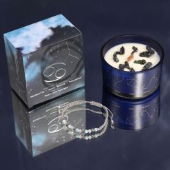 Vela del zodiaco con pulsera de piedras – Cáncer