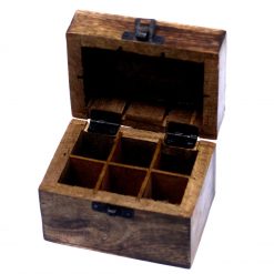 Alternative view of Caja para aceites esenciales de madera de mango – Floral, 6 frascos