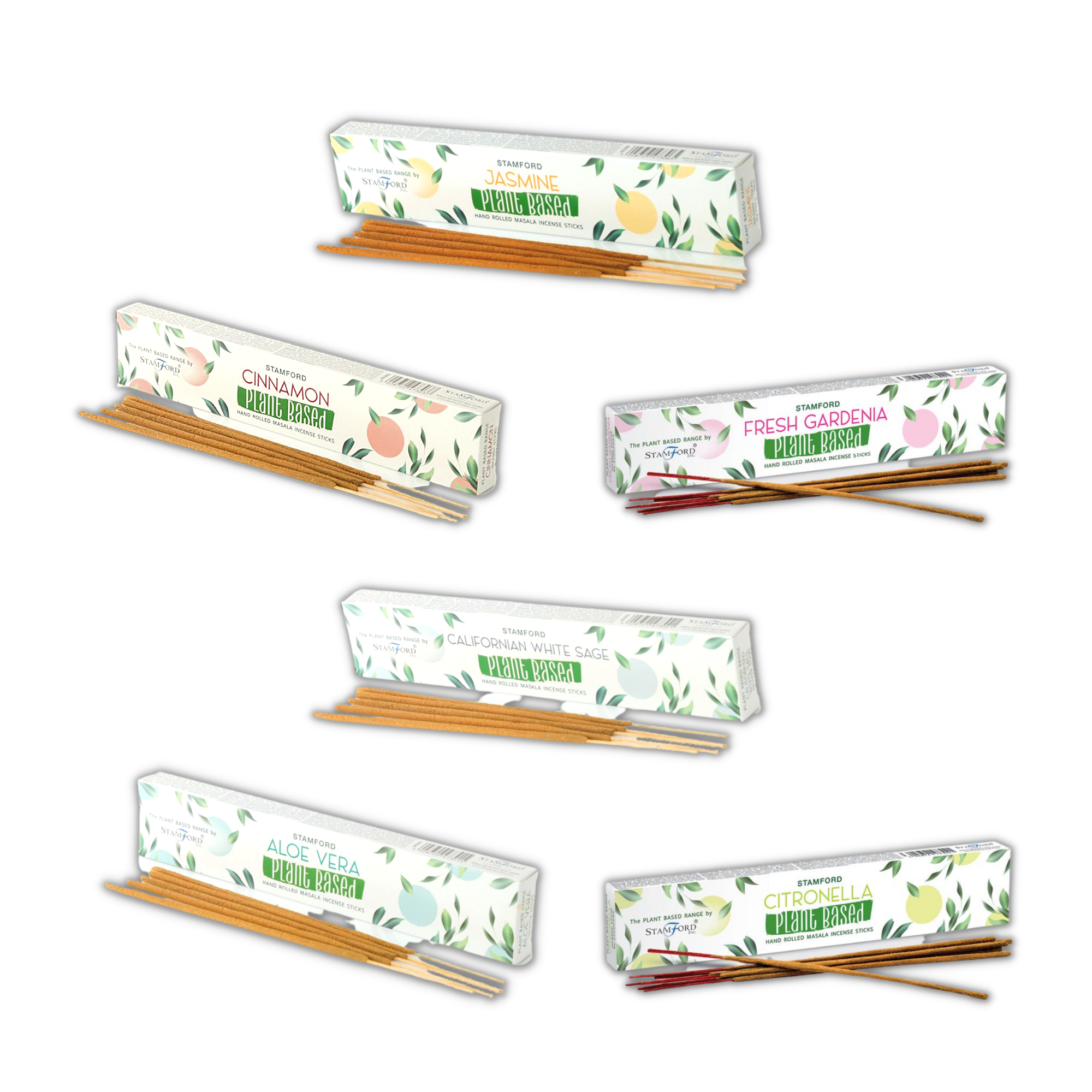 Pack de Incienso Masala a base de Plantas - Aloe Vera, Salvia Blanca Californiana, Canela, Citronela, Gardenia Fresca, Jazmín