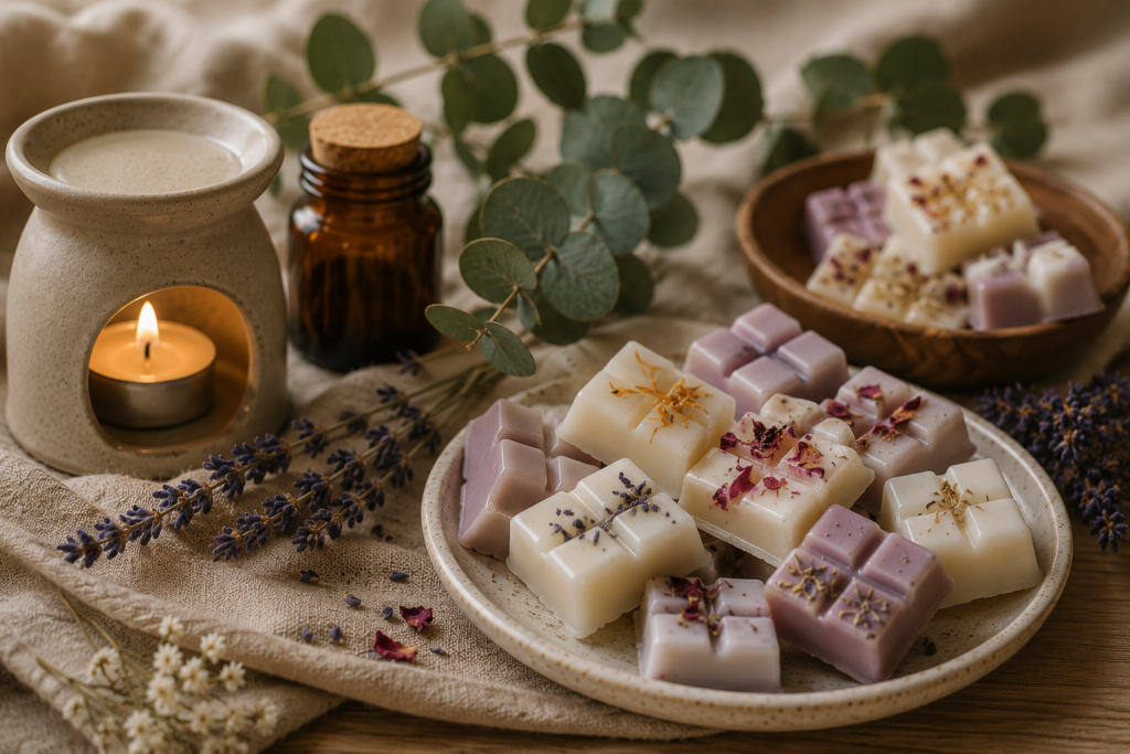 Wax melts aromáticos naturales con quemador cerámico y aromas relajantes