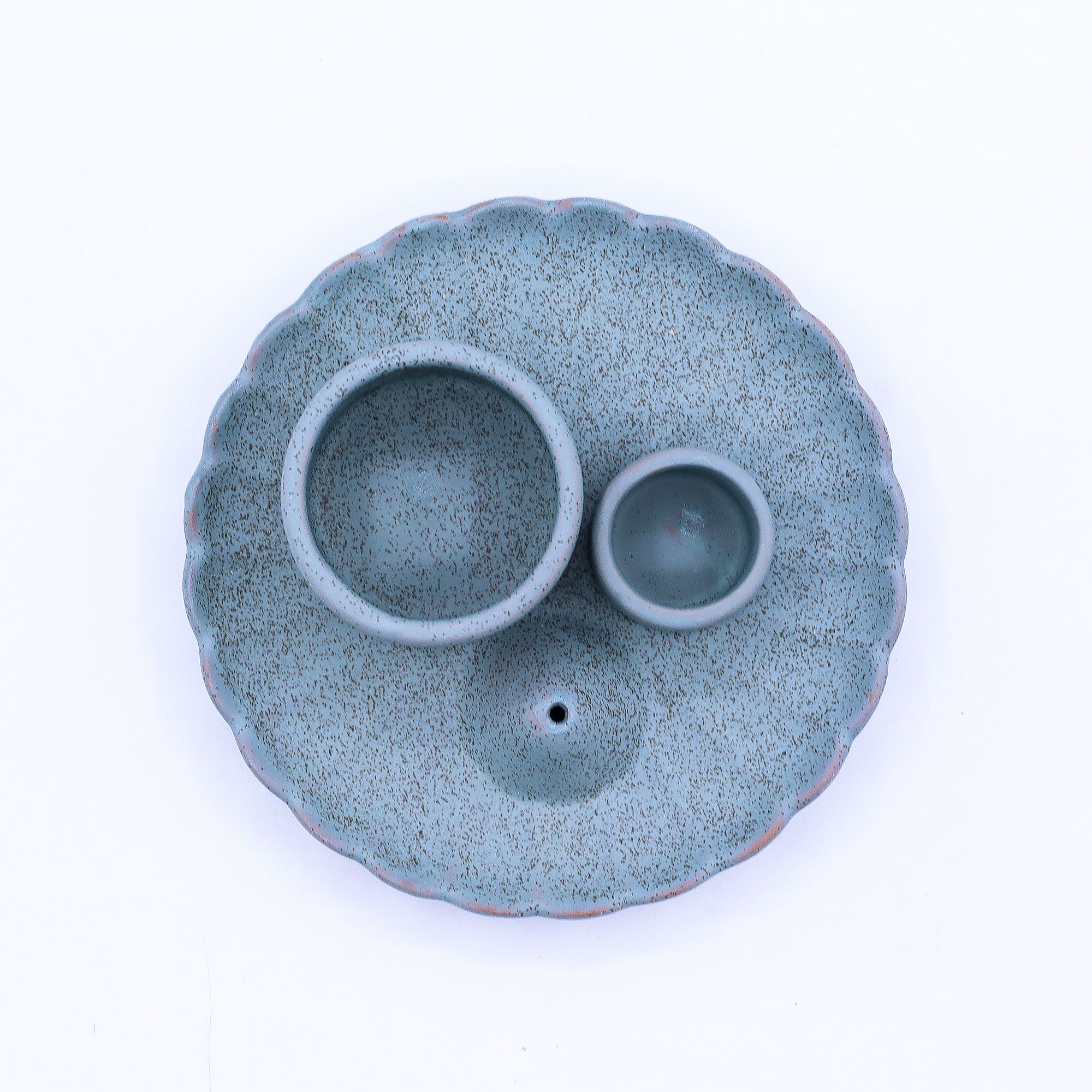 Soporte cerámico Flor de Loto para Palo Santo e incienso – Azul