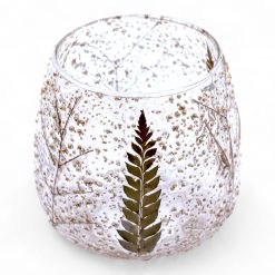Portavelas recto de Vidrio floral natural - Pino (10x9cm)