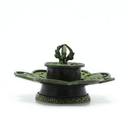 Quemador tibetano de latón verdigris – Ocho Símbolos