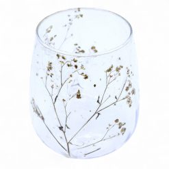 Portavelas de Vidrio floral natural - Jarrón - Margarita  - (12x11cm)