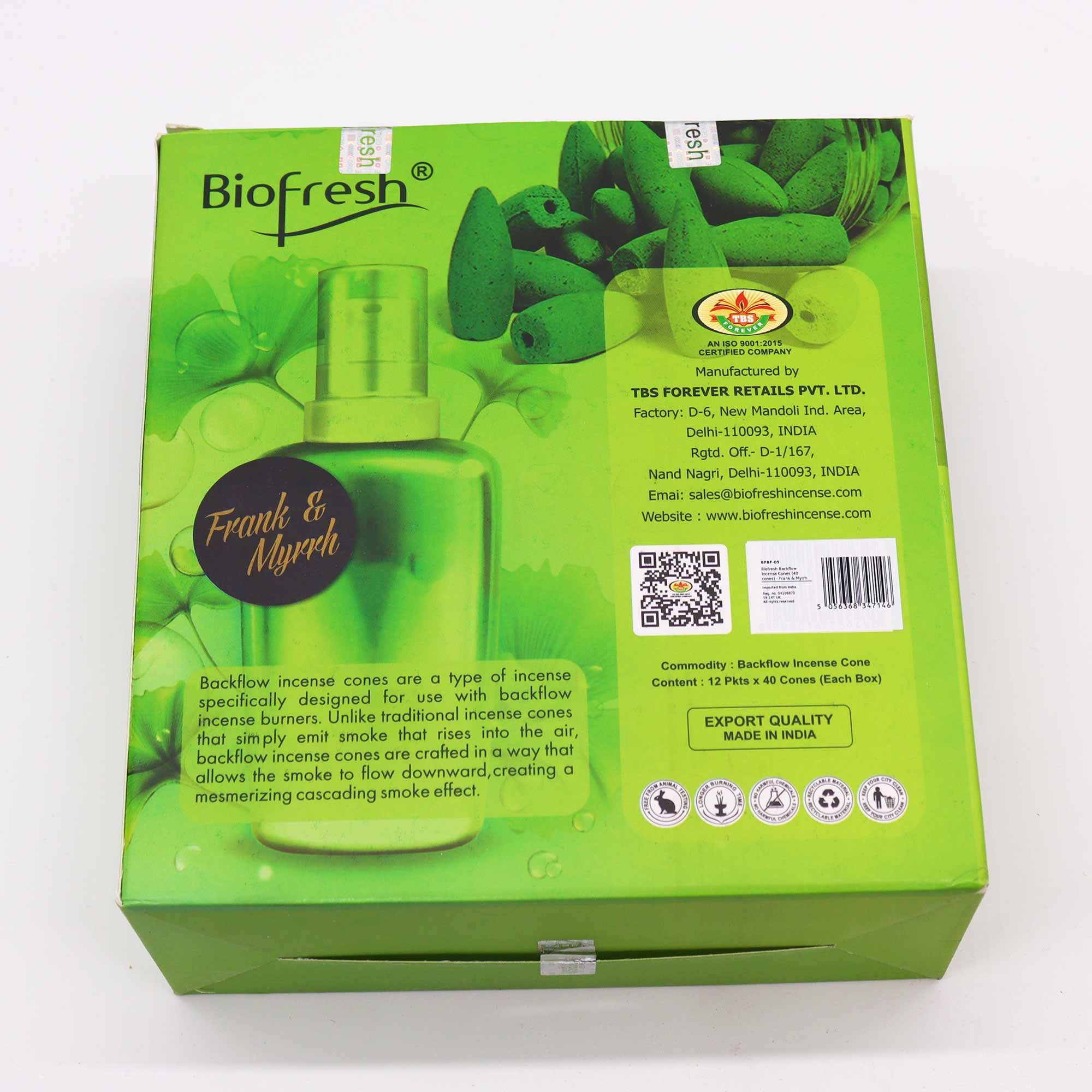 Conos de Incienso de Reflujo Biofresh – Olíbano y Mirra - Imagen 2