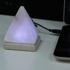 Alternative view of Lámpara de sal USB blanca Pyramid - 9 cm multicolor