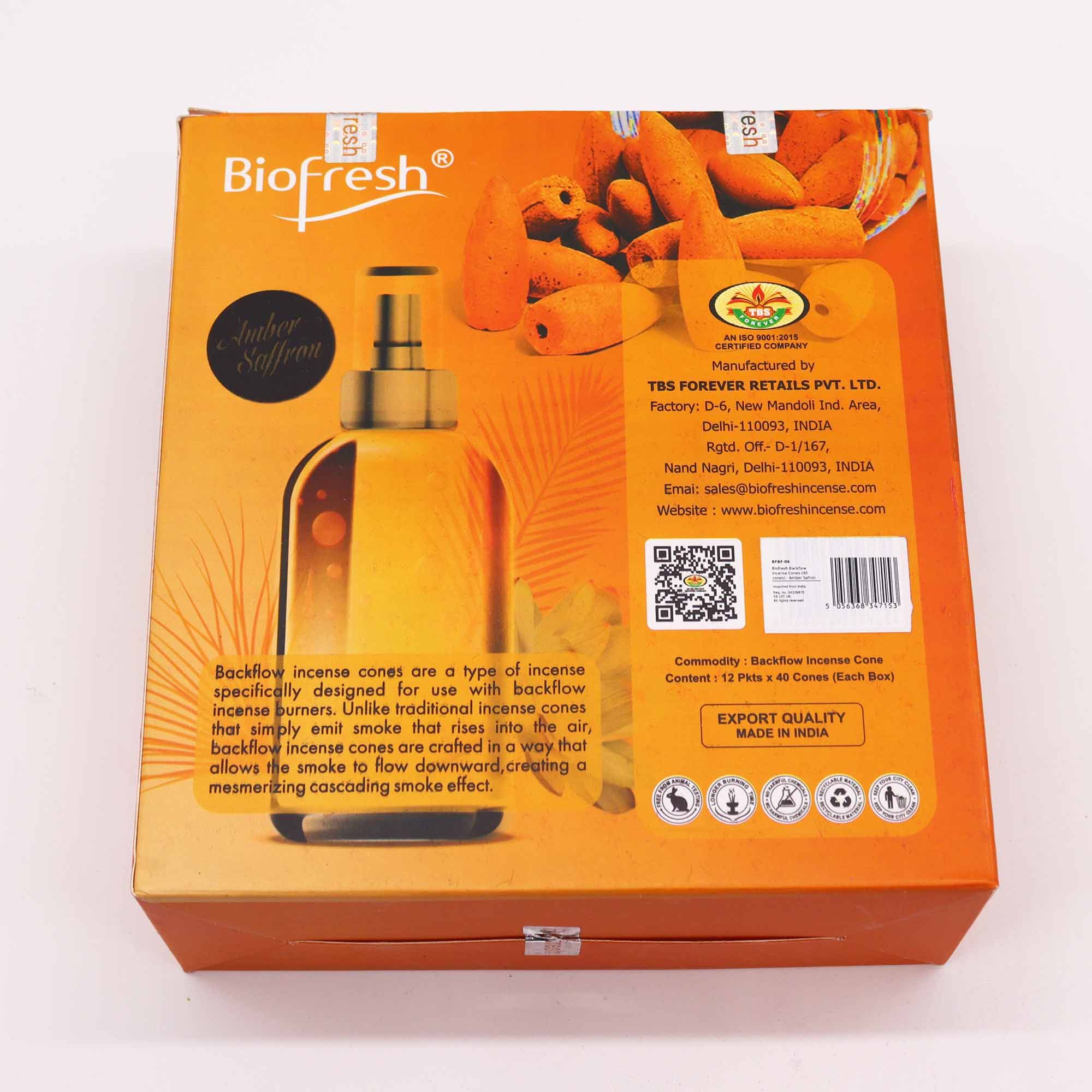 Conos de Incienso de Reflujo Biofresh – Azafrán y Ámbar - Imagen 3