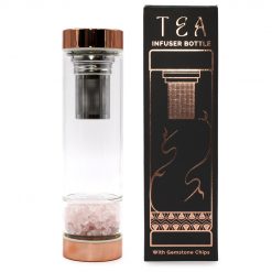 Botella infusora de té con cuarzo rosa