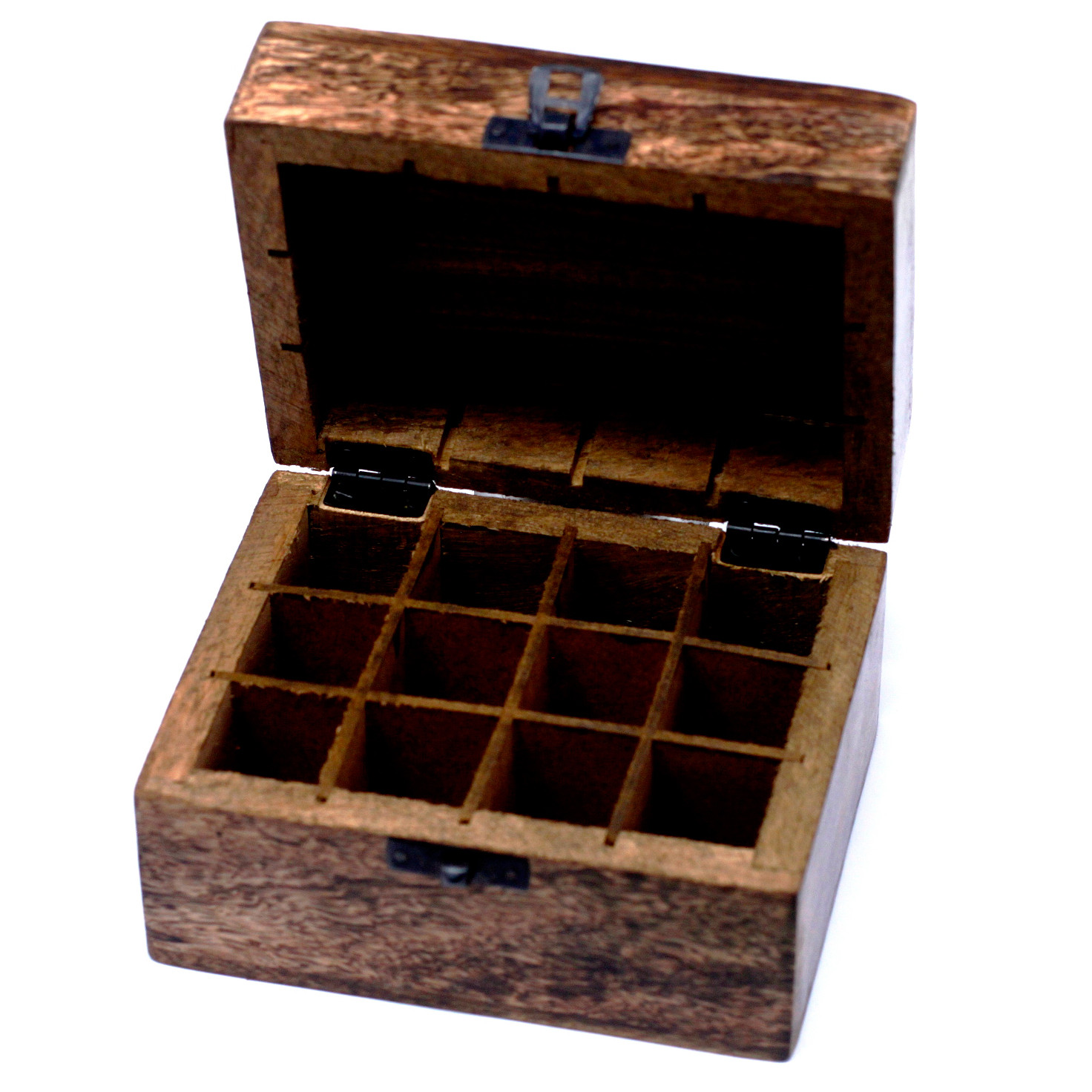 Caja de madera de mango para aceites esenciales – Floral, 12 frascos - Imagen 2