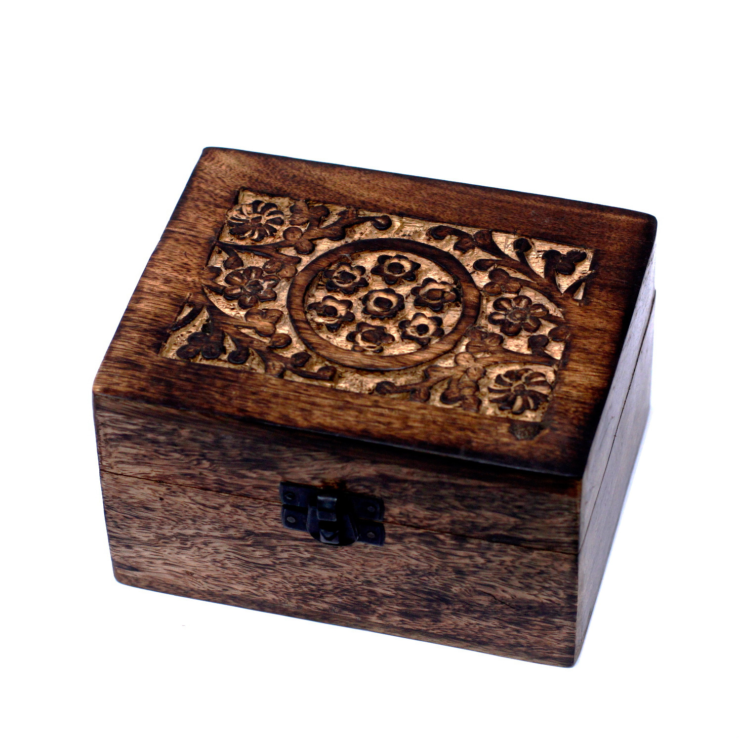 Caja de madera de mango para aceites esenciales – Floral, 12 frascos