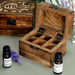 Alternative view of Caja de madera de mango para aceites esenciales – Floral, 6 frascos