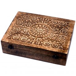 Caja de madera de mango para aceites esenciales – Floral, 80 frascos