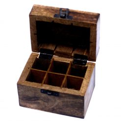 Caja de madera de mango para aceites esenciales – Om, 6 frascos - Imagen 3