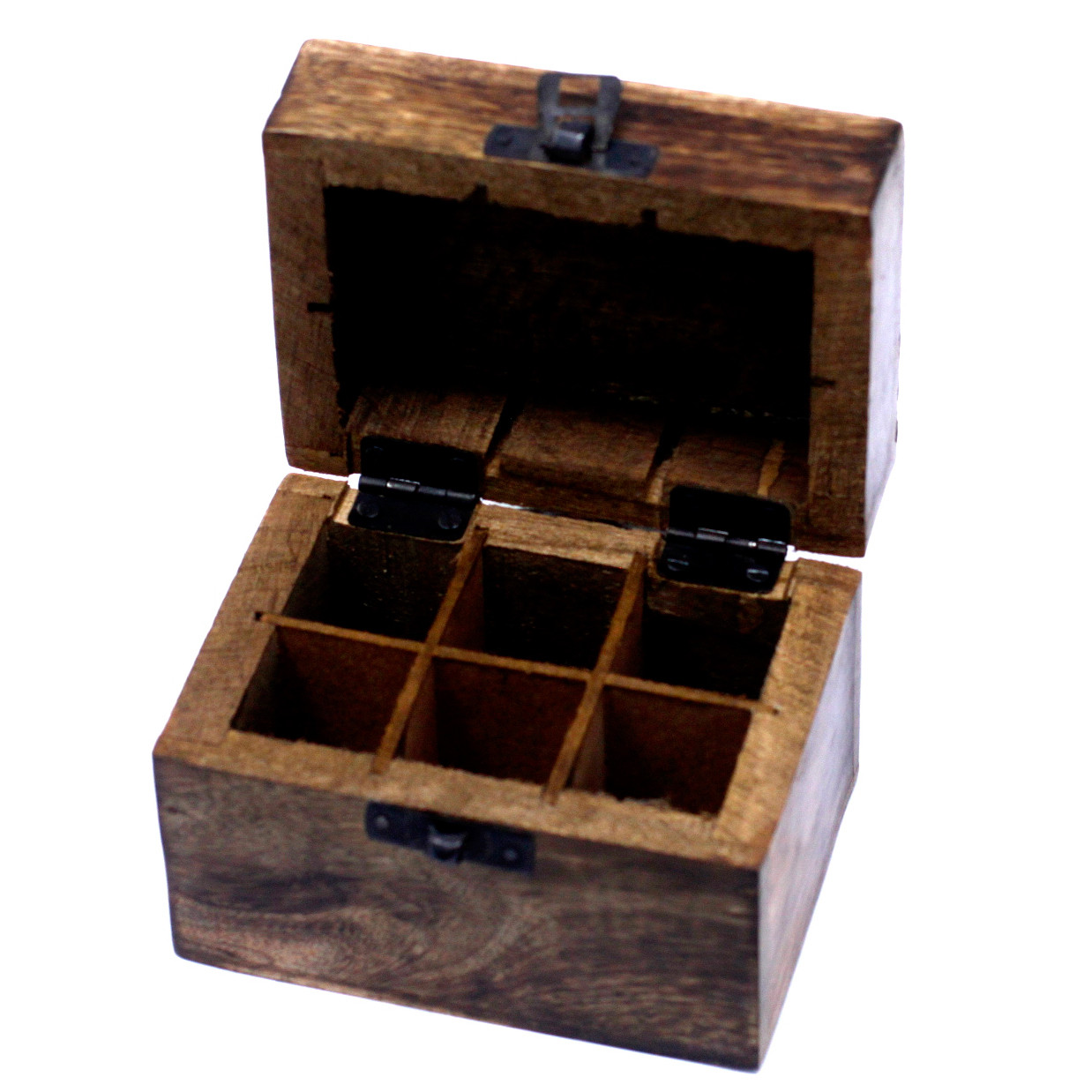 Caja de madera de mango para aceites esenciales – Om, 6 frascos - Imagen 3