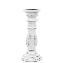 Candelabro clásico de madera de mango blanco – mediano (30 × 10 cm)