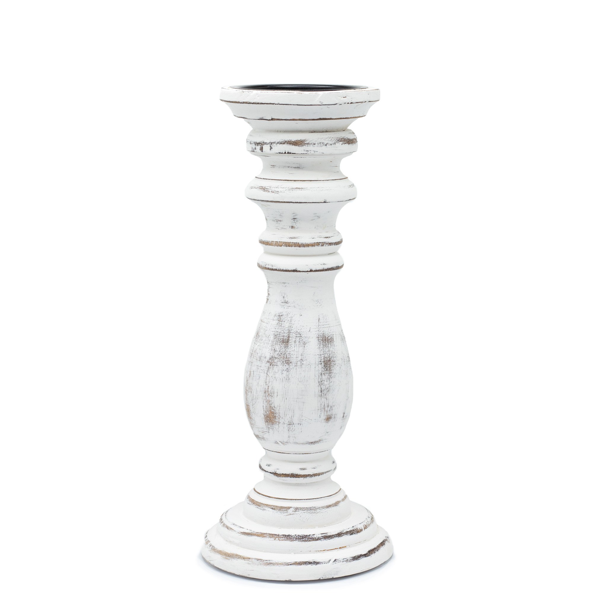 Candelabro clásico de madera de mango blanco – mediano (30 × 10 cm)