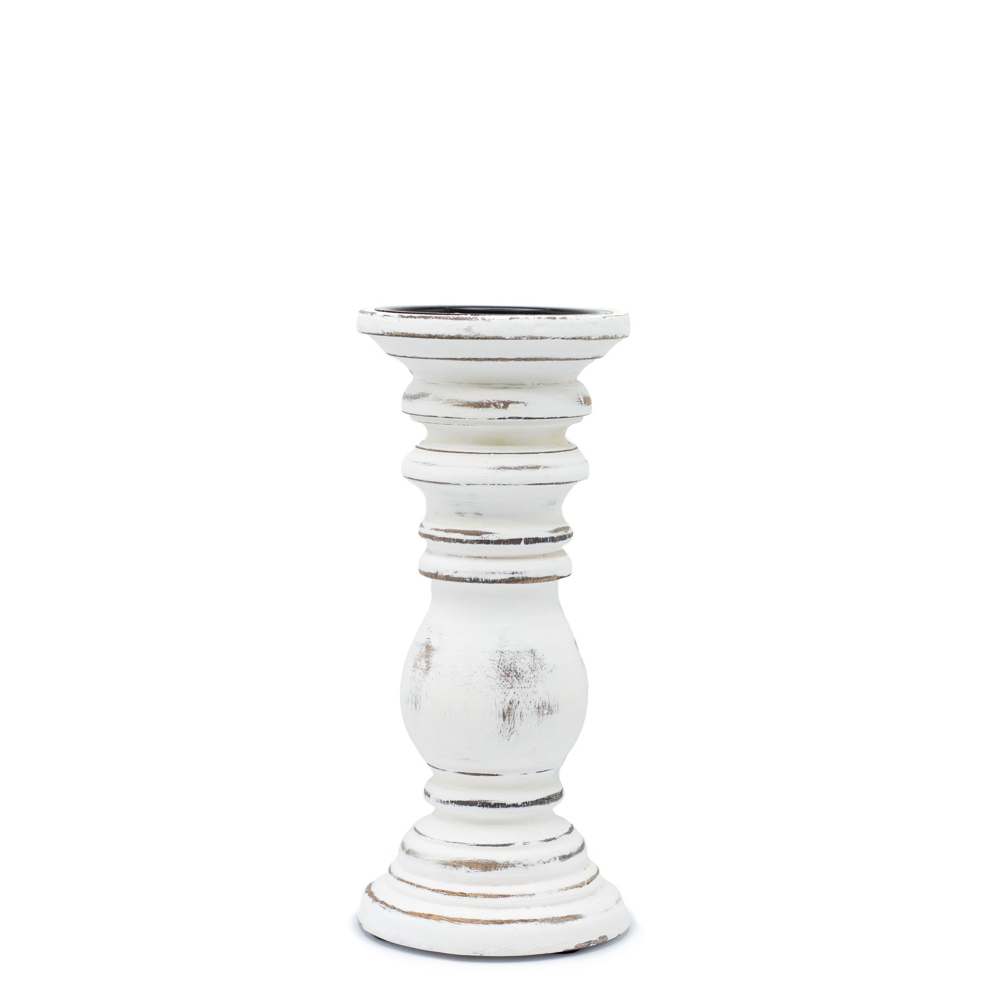 Candelabro clásico de madera de mango blanco – pequeño (23 × 10 cm)