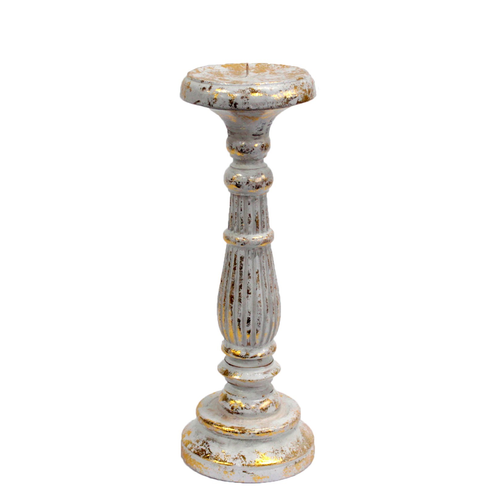 Candelabro vintage de madera oro blanco – mediano