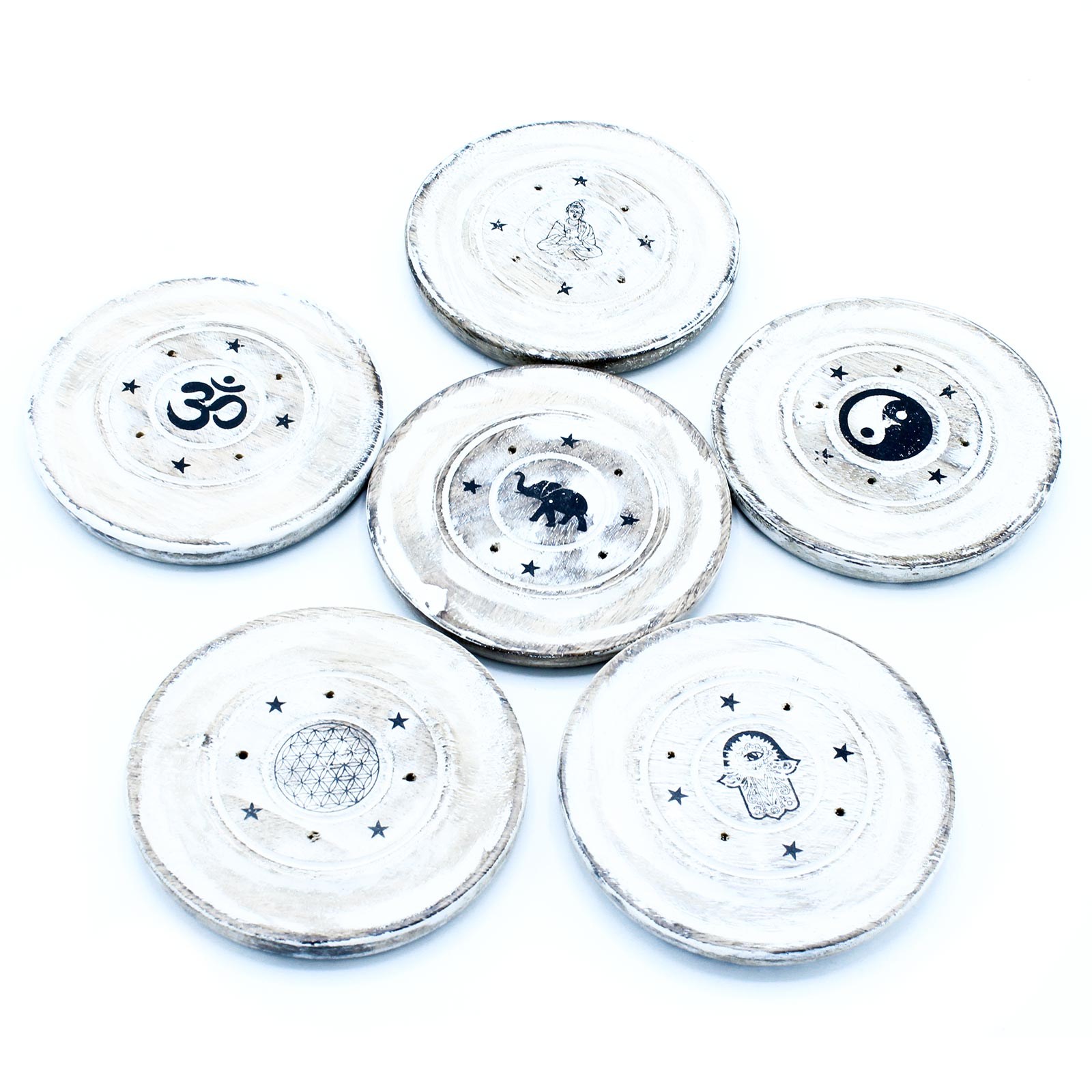 Disco portaincienso blanco para varitas y conos