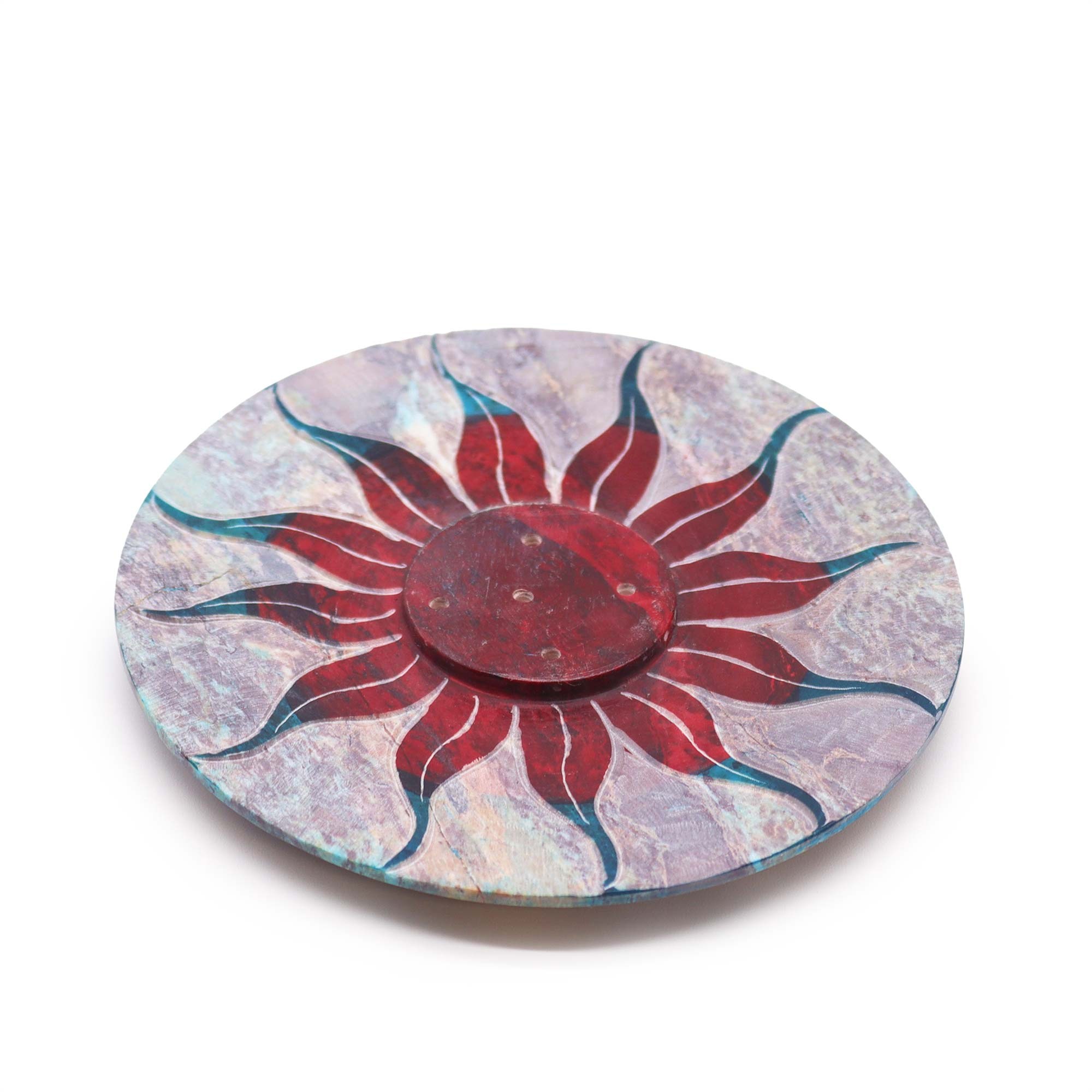 Disco portaincienso de esteatita Flor del Sol para 5 varitas