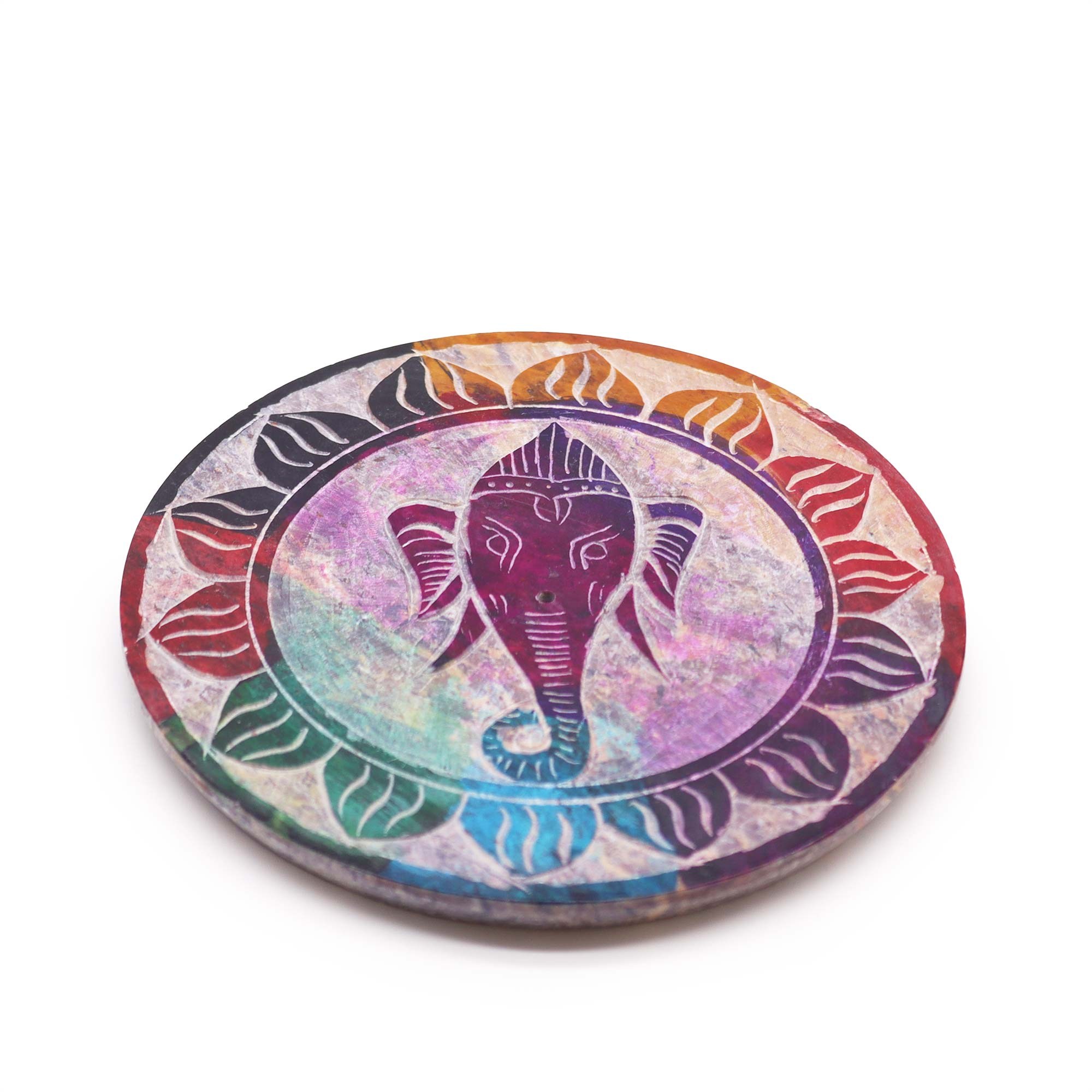 Disco portaincienso de esteatita – Ganesha