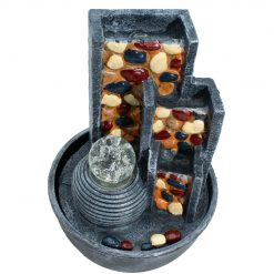Alternative view of Fuente decorativa Muro de guijarros con bola de cristal – 28 cm