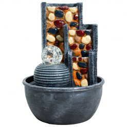 Fuente decorativa Muro de guijarros con bola de cristal – 28 cm