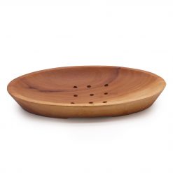 Jabonera ovalada de madera de caoba