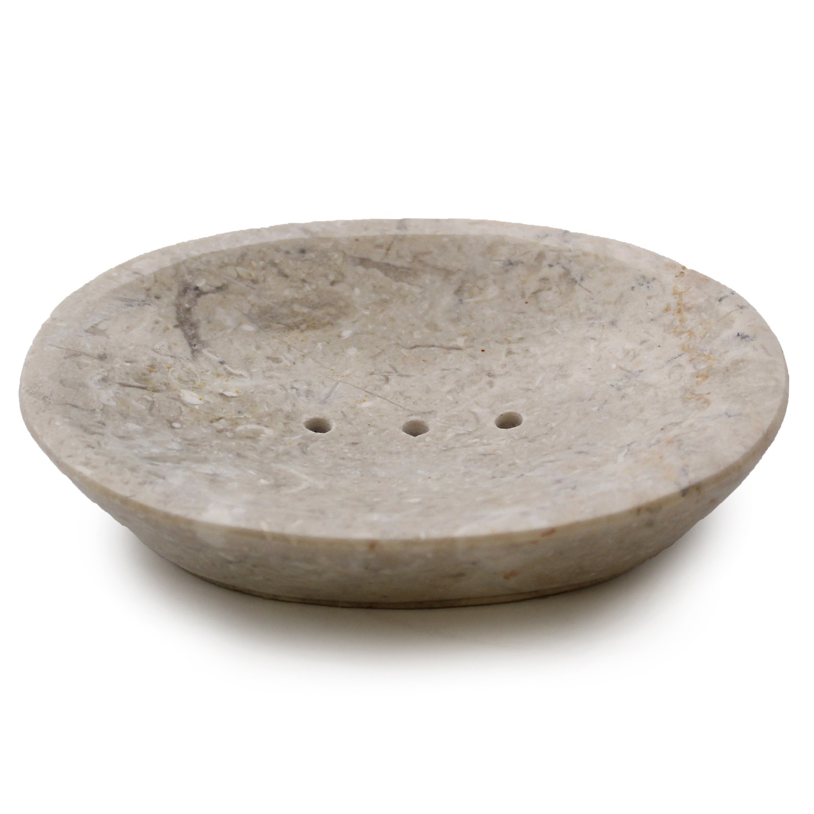 Jabonera ovalada de mármol crema