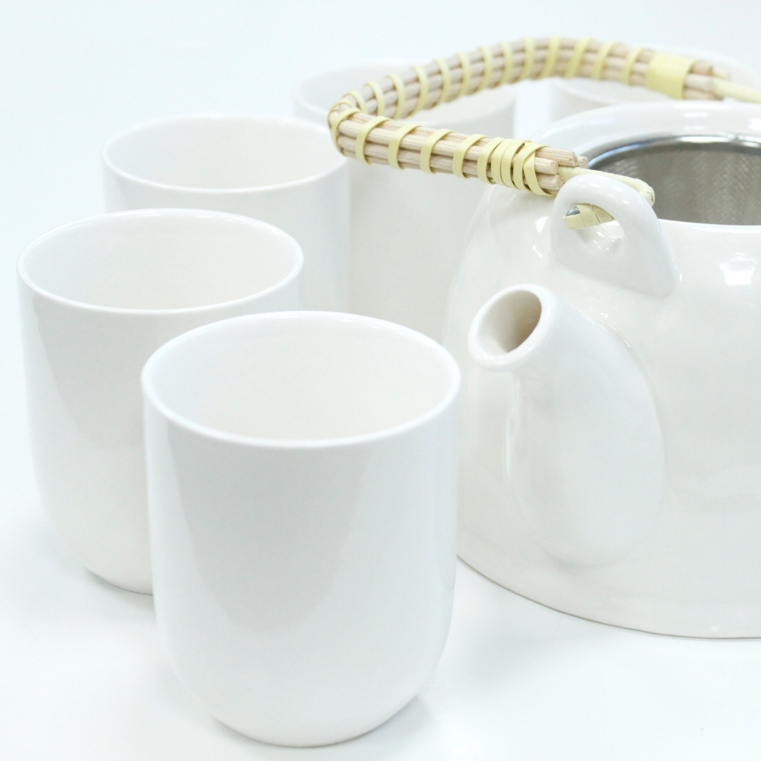Juego de té Blanco Clásico con tetera y 6 tazas - Imagen 2