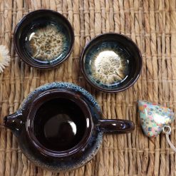 Alternative view of Juego de té Esmaltado Negro con tetera y 2 tazas